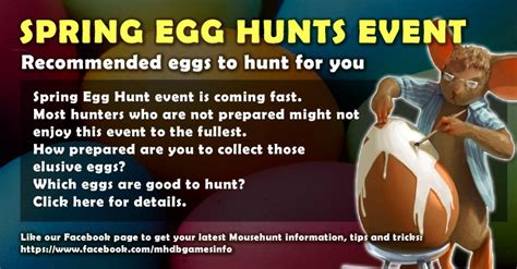 Recommended eggs to hunt in the Spring Egg Hunt, Mousehunt .